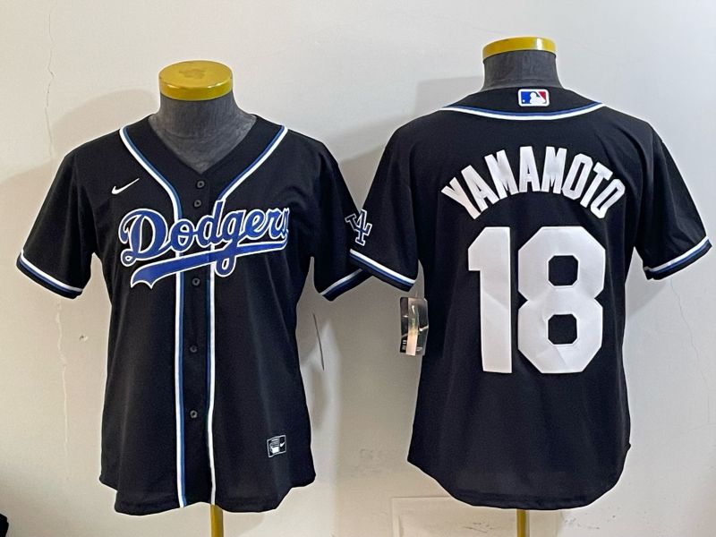 Women Nike 2026 Los Angeles Dodgers #18 Yamamoto Black Game MLB Jersey 01->women mlb jersey->Women Jersey
